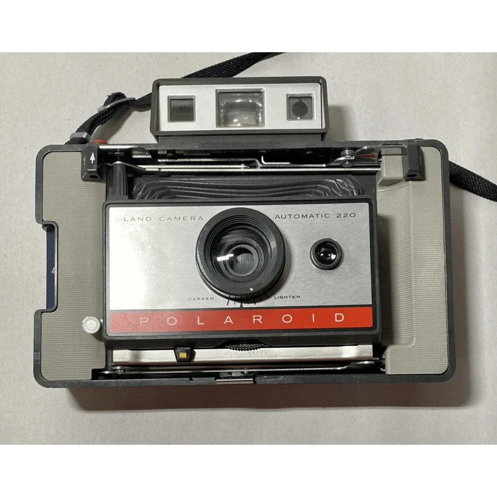 Vintage Polaroid Land Camera Automatic 220 With Strap Manual Hardcover Untested